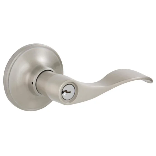 Essentials by Schlage Millstreet keyed entry lever in satin nickel