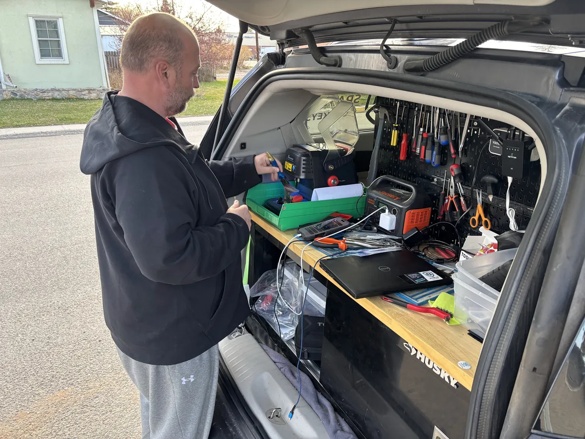 Tools and keys at the Spare Me van workstation